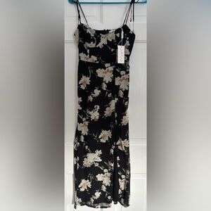 NWT Petal & Pup Black Floral Meg Midi Dress Size 4